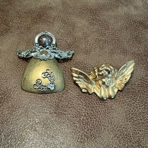 2 Vintage Angel Broaches